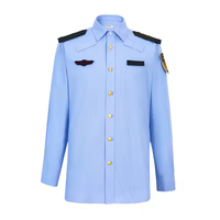 Chemise d'uniforme de sécurité à manches courtes pour homme, grise, en mélange polyester/coton, sans coutures détectables par les détecteurs de métaux, respirante, pour adultes