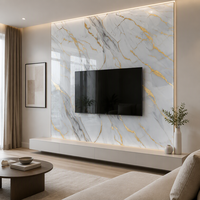 Panneau mural en plastique UV à motif marbré, imperméable, ignifuge, décoratif pour fond de télévision, mur intérieur