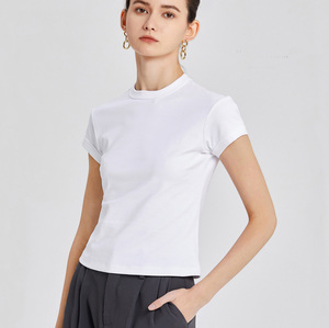 Camiseta Básica Elástica para Mujer, 94% Algodón, 6% Elastano, Ajustada, con Logotipo Personalizado - Product Image 1