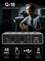 Kartu Suara Studio Profesional Berkualitas Tinggi Q-16, Antarmuka Audio USB untuk Rekaman Langsung dengan Mikrofon Berkabel, Rekaman PC