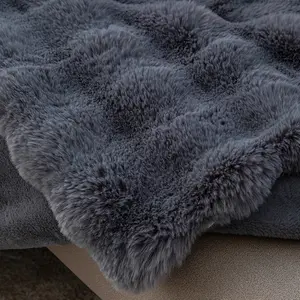 Manta de felpa ultra suave, mantas de piel de conejo de imitación peludas, mantas esponjosas y acogedoras de lujo para sofá