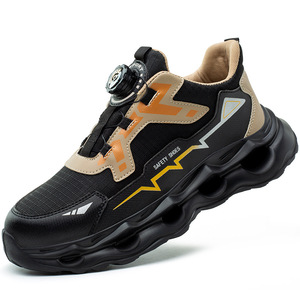 Safety <b>Shoes</b> <b>Men</b> Steel Toe Rotating Button Closure Anti Smashing Anti Puncture Construction <b>Work</b> <b>Shoes</b> Lightweight EVA Outsole - Product Image 3