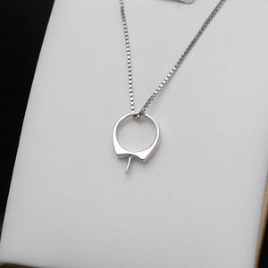 Pendentif en argent S925 personnalisé avec perle 9-10 mm, bijou DIY pour femme avec plateau vide, accessoires, pendentifs et breloques raffinés - Product Image 4