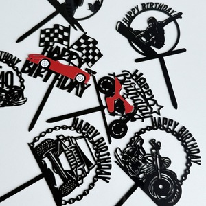 Adorno de acrílico para pastel con diseño de miel y dulzura, decoración de cumpleaños, artículos para fiestas temáticas de motocicletas y carreras de coches, 10 cm de ancho - Product Image 4