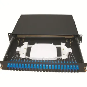 Painel de remendo de fibra óptica para rack, equipamento completo LC SC, 19" 1U 8 12 24 48 portas, trilho Din, painel deslizante de fibra