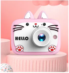 男の子と女の子のための素敵な転倒防止ミニ猫キッズデジタルカメラダブルレンズカットおもちゃ子供用カメラ
