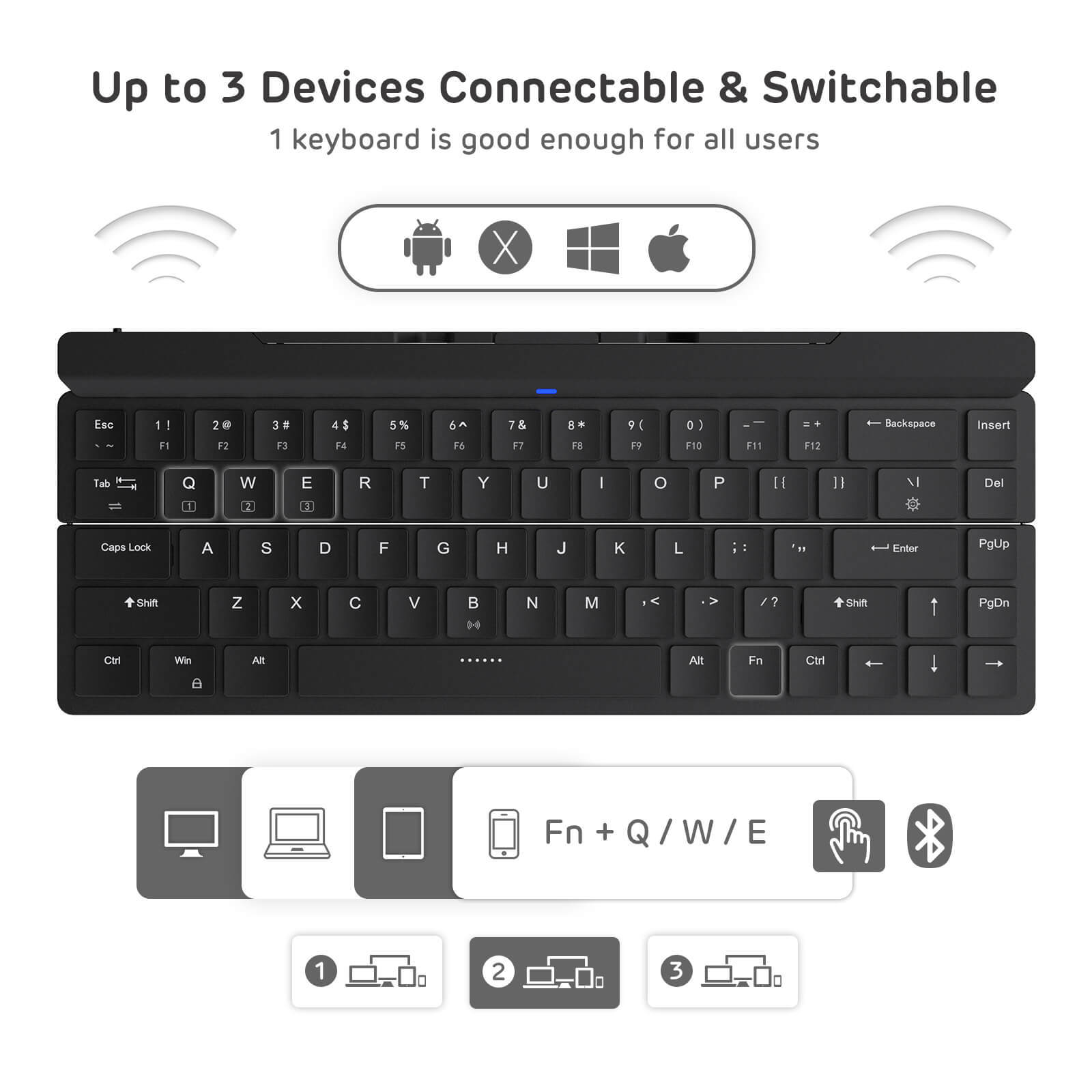 Royal Kludge RK925 Mini Wireless Folding Mechanical Keyboard 