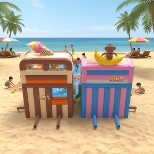 Tobogán Acuático Inflable <span class=keywords><strong>Tropical</strong></span> con Piscina de Chapoteo, Parque Acuático Inflable con Diseño de Helado para Juegos al Aire Libre y Negocios de Alquiler - Product Image 5