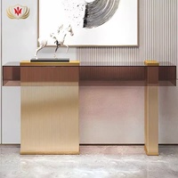 HJ Home Offres Spéciales Table d'entrée de forme rectangulaire Table décorative d'entrée Table console en verre trempé acrylique pour salon