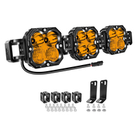 Projecteur de travail LED cube ambre 4,5 pouces 90W 6000LM à 3 modules, étanche IP67, en aluminium, connectable, éclairage extérieur automobile tout-terrain