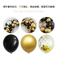 Ensemble de ballons noirs et dorés pour la décoration de fête sur le thème des anniversaires