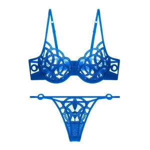 Wholesale Breathable Mesh Embroidery Lingerie <b>Set</b> <b>Sexy</b> Luxury Ultra-thin Women's Bra and Panty <b>Set</b> - Product Image 5