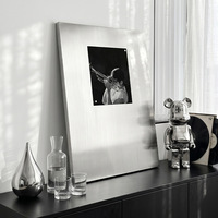 Peinture murale abstraite moderne minimaliste sans cadre en acier inoxydable pour salon, chambre à coucher, restaurant, décoration murale