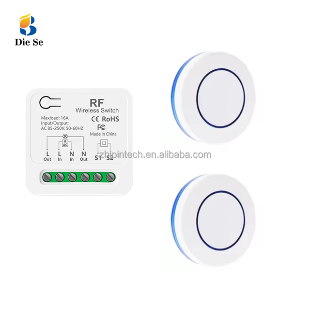 Smart 1-Button Wireless Remote Control Light Switch 433Mhz Mini Relay Receiver AC 110V/220V/230V/240V 16A 3000W Mini Plastic