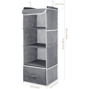 Closet Organizer 4 Shelves Hanging Bag With 1 Foldable Cloth <b>Storage</b> Hanging Bag with 2 Side Pockets - Product Image 1
