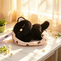 Peluche personnalisée mignonne en forme d'animal dormant, mini poupée en peluche animal couché avec lit doux, cadeau en peluche chat, éléphant, ours