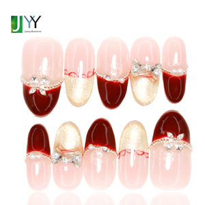 <span class=keywords><strong>Uñas</strong></span> Postizas <span class=keywords><strong>Francesas</strong></span> 3D <span class=keywords><strong>con</strong></span> Diamantes de Imitación, Gel Acrílico, Hechas a Mano, Reutilizables, de Lujo - Product Image 2