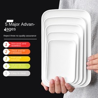 Plateau de service rectangulaire en mélamine de couleur personnalisée en gros, design moderne et simple, en plastique, adapté aux kits de restaurant