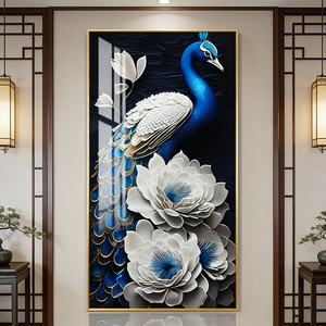 Décoration de salon de luxe, art mural personnalisé, vente chaude, peinture en porcelaine de cristal HD imprimée, peintures murales LED personnalisées - Product Image 3