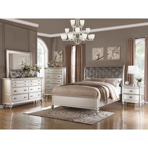 DB Classic elegante dormitorio mesita de noche Beige/blanco acabado plata antigua 2 cajones cama mesa auxiliar para apartamento madera contrachapada inteligente - Product Image 6