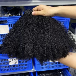 Ciocche di <span class=keywords><strong>Capelli</strong></span> Umani <span class=keywords><strong>Afro</strong></span> Kinky Curly 4C, Estensioni di <span class=keywords><strong>Capelli</strong></span> Vietnamiti Grezzi con Frontale, Fasci di <span class=keywords><strong>Capelli</strong></span> Umani con Chiusura - Product Image 1