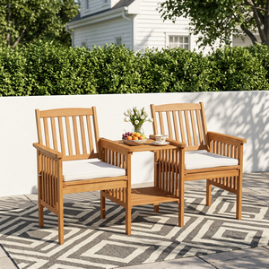 Contemporary Solid Pine Wood Chaise Lounge <b>Bench</b> Outdoor Water-Resistant Cushions Bedroom Courtyard Farmhouse Park Villa-Jack - Product Image 4