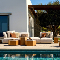 Table basse nordique en teck anti-corrosion pour hôtel, jardin, cour, balcon, villa, résistante à l'eau et au soleil, mobilier d'extérieur