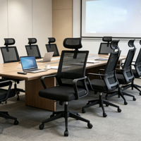 Chaise de bureau pivotante à dossier haut en maille avec appui-tête, hauteur réglable, chaise d'ordinateur avec base en nylon et roulettes pour le bureau - Vente en gros