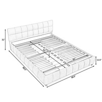 Lit plateforme capitonné en chenille taille Queen avec grands tiroirs de rangement, lit moderne surélevé pour chambre principale