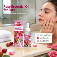 Huile Essentielle de Rose Naturelle Marque Blanche Hydratante Éclaircissante Anti-Âge Sérum Visage Huileux Logo Personnalisé Faible MOQ