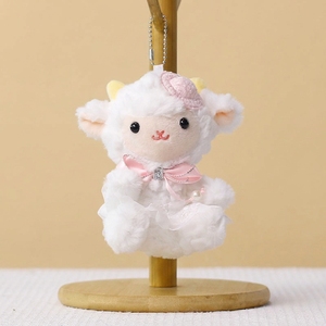 Porte-clés en peluche mouton en gros, pendentif personnalisé OEM, agneau en peluche avec nœud et jupe en dentelle pour cadeaux promotionnels - Product Image 3