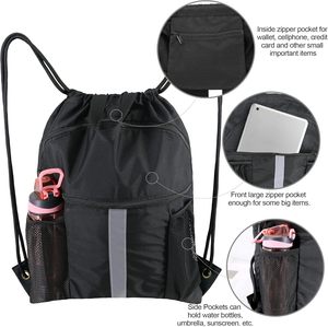 Mochila <span class=keywords><strong>BeeGreen</strong></span> de Mezclilla con Cordón Ajustable y Compartimento para Zapatos, Talla Extra Grande, Negra, para Gimnasio y Deportes, para Hombre - Product Image 4