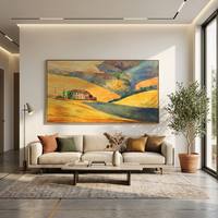 Peinture à l'huile sur toile peinte à la main, paysage de Toscane personnalisé, grande taille, texture épaisse, couteau à palette, art mural pour la décoration du salon