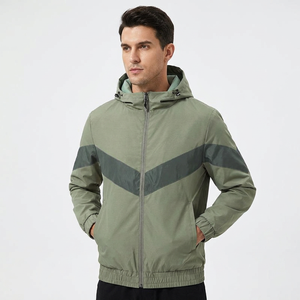 Wholesale Thick Long Stand Collar Front Logo Coated Waterproof Hooded Outdoor Running Casual Sportswear Men's <b>Quilted</b> Rain - Product Image 1