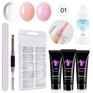 Kit d'extension d'ongles en gel professionnel Solution antidérapante ensemble de gel de constructeur nude rose clair outils de manucure pour les débutants utilisation en salon - Product Image 1