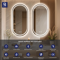 Espejo LED Inteligente Ovalado/de Pista de Carreras Antivaho Personalizado por el Fabricante |   Espejo Impermeable con Pantalla Táctil y Atenuación de 3 Colores |   Venta al por Mayor para Hoteles