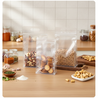 Sacs refermables transparents en PET de qualité alimentaire, réutilisables, avec fermeture éclair, thermoscellables, personnalisables avec logo OEM, impression en gravure, pour emballage de nourriture pour bébés et chips de pommes de terre.