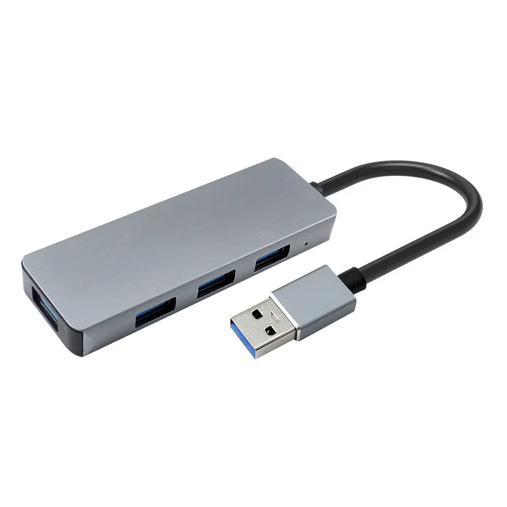 Concentrador USB multifunción 4 en 1 gris, concentrador USB de alta velocidad 3,0, 4 puertos, compatible con transferencia de datos, concentrador USB 3,0 para Huawei Macbook