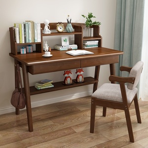 <span class=keywords><strong>Escritorio</strong></span> de Madera Maciza con Estantería, Estilo Nórdico para Niños y Niñas, Apto para Apartamentos Pequeños, <span class=keywords><strong>Escritorio</strong></span> de Estudio para Dormitorio de Estudiantes, <span class=keywords><strong>Escritorio</strong></span> de Oficina - Product Image 4