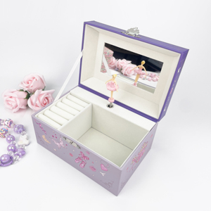 Boîte à musique rotative Yiyu à manivelle, écologique, en papier violet, pour bijoux, cadeau pour filles, chanson personnalisée années <span class=keywords><strong>60</strong></span> - Product Image 1