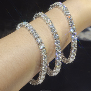 Véritable 10K 14K 18K Or Massif Tennis Chaîne Bracelet Livraison Rapide 3mm 4mm 5mm Vvs Moissanite Diamant Tennis Chaîne Collier Bijoux - Product Image 1