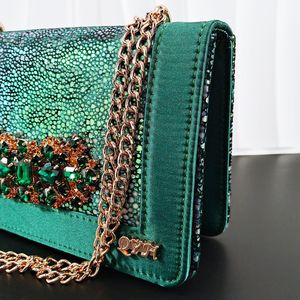 Stylish and eye-catching high-heeled shoes with rhinestones and satin finish - the same style as the square evening <b>bag</b>. This is - Product Image 3