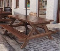 Table de pique-nique et bancs en bois massif pour l'extérieur, ensemble de salle à manger pour jardin et patio, vente chaude