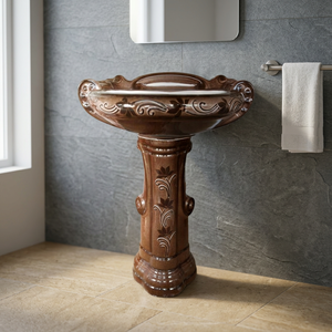 Lavabo rond en céramique Sterling Vitrosa avec piédestal complet, articles sanitaires commerciaux pour salle de bain - Product Image 5