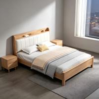 Meubles de chambre à coucher en promotion, lit moderne et confortable, lit plateforme double, bois massif, écologique, durable