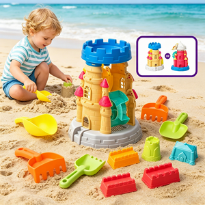 TOMMABO Kit de Juguetes de Arena para Niños, para <span class=keywords><strong>Playa</strong></span> y Exteriores, con Forma de <span class=keywords><strong>Castillo</strong></span> y Reloj de Arena, con Pala y Moldes de Arena, Juguetes Unisex - Product Image 2