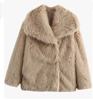Veste courte chaude en fausse fourrure pour femmes, manteau oversize à col imitation fourrure de renard, vêtement d'extérieur décontracté pour l'hiver, pour le marché occidental