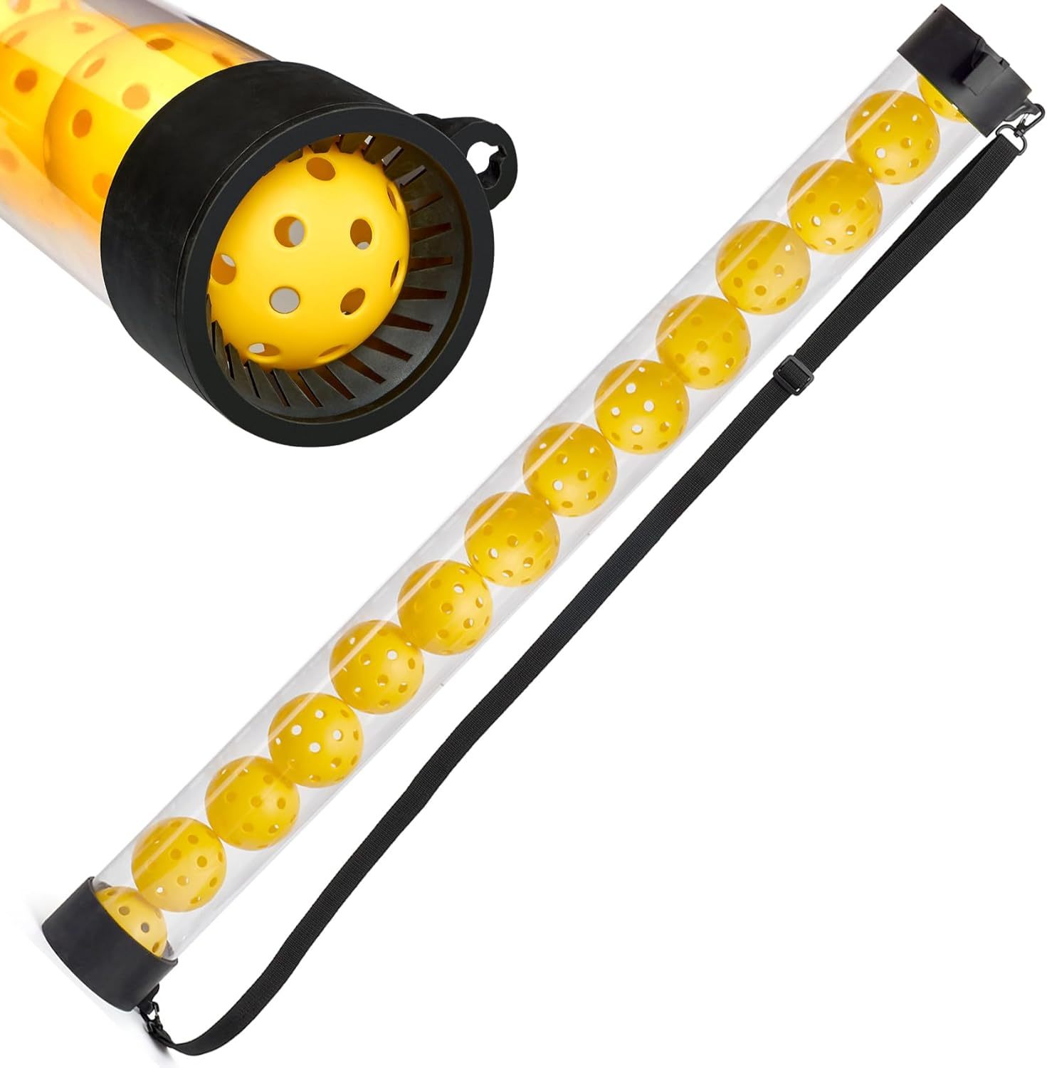 Hot Selling Professional 12 Balls Pickleball Collector with Shoulder Strap Durable Plastic 90cm 790g for Training