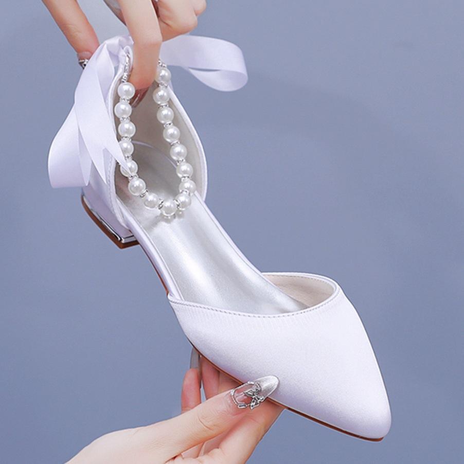 Step into Style with Elegant pearl ivory bridal shoes for Women's