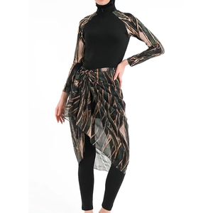 Ensemble de maillot de bain modeste OEM personnalisé Nida Abaya Burkini avec manches longues, protection anti-UV et leggings à jupe pour les vacances à la plage et la natation en piscine - Product Image 2